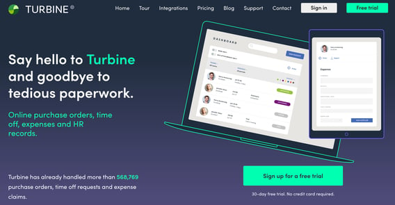 Turbine homepage - HR automation software for business