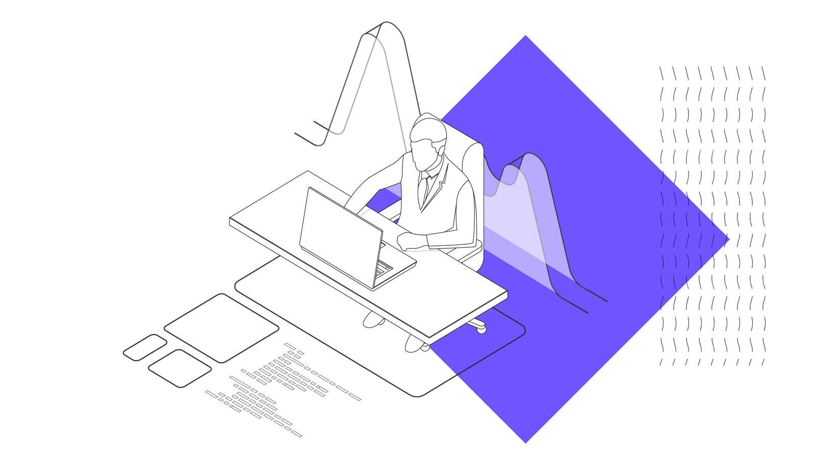 Graphic of person working at desk